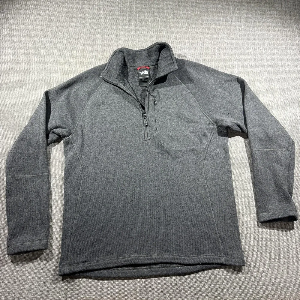 The North Face Sweater Mens Medium Gray Fleece 1/4 Zip Mock Neck Pullover‎